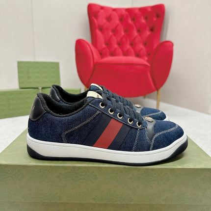 GG WOMEN'S SCREENER TRAINER DENIM CALFSKIN