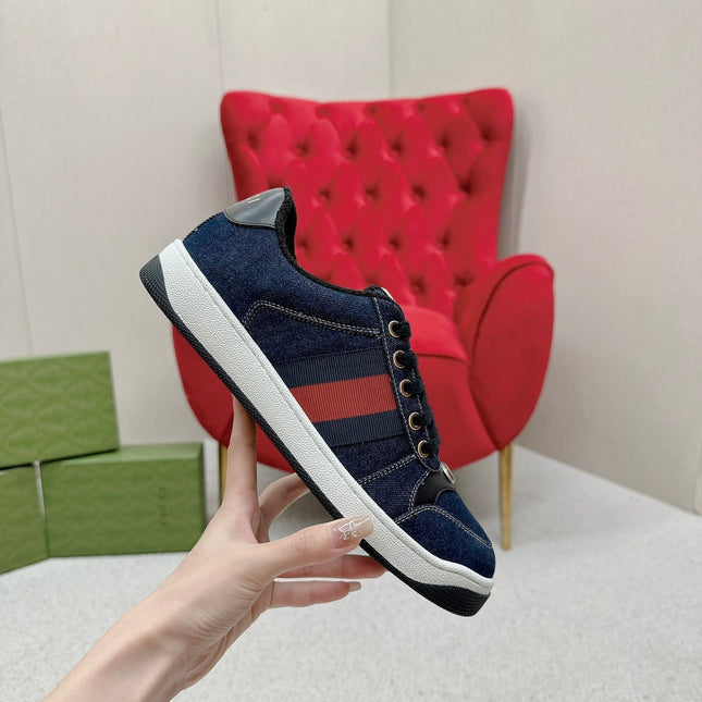 GG WOMEN'S SCREENER TRAINER DENIM CALFSKIN