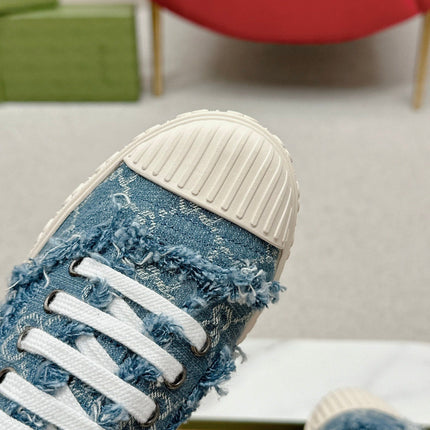 GG TRAINER SCALLOPED TOE BLUE DENIM