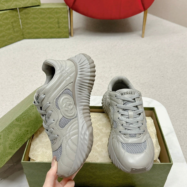 GG RIPPLE TRAINER LIGHT GRAY LAMBSKIN