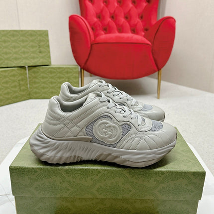 GG RIPPLE TRAINER LIGHT GRAY LAMBSKIN