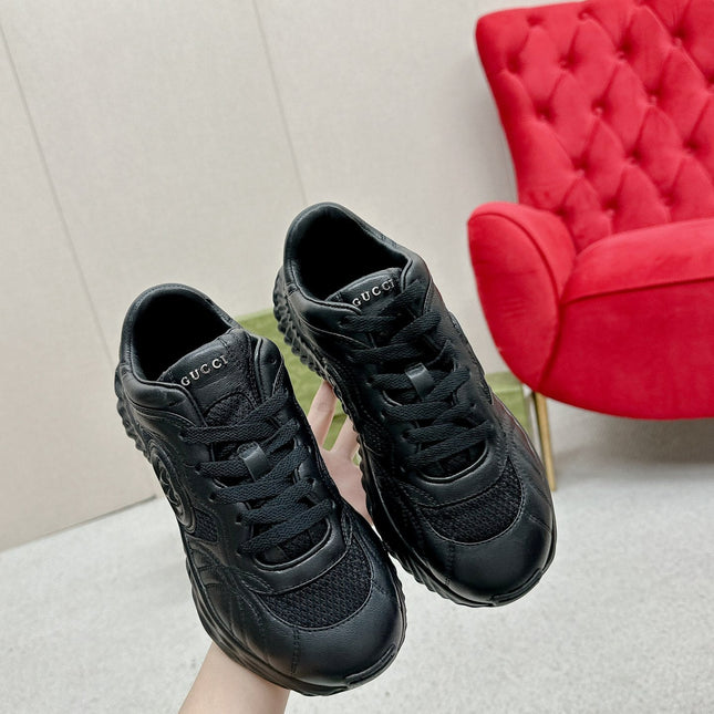 GG RIPPLE TRAINER BLACK LAMBSKIN