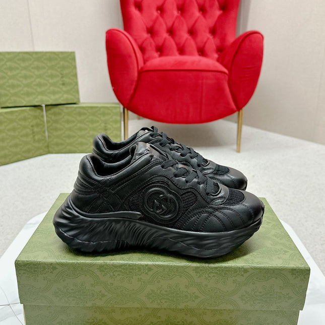 GG RIPPLE TRAINER BLACK LAMBSKIN