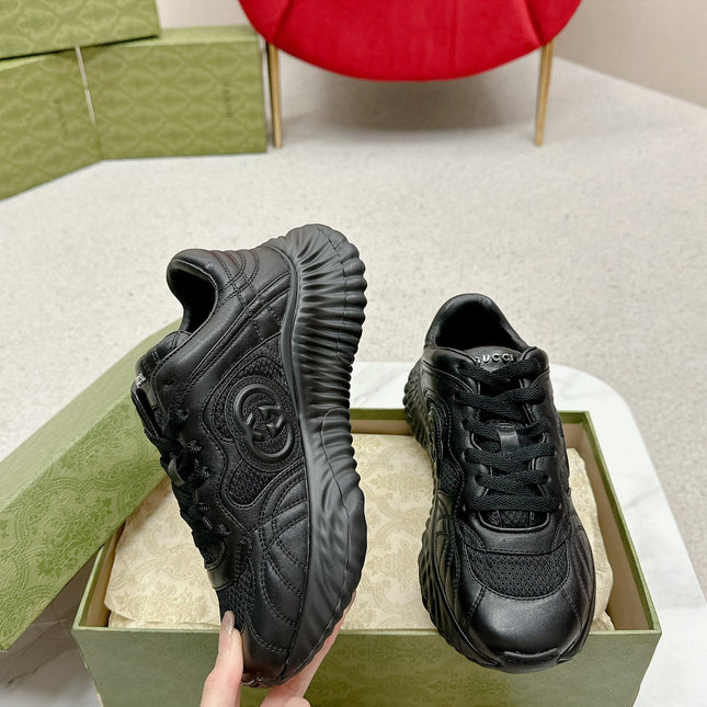 GG RIPPLE TRAINER BLACK LAMBSKIN