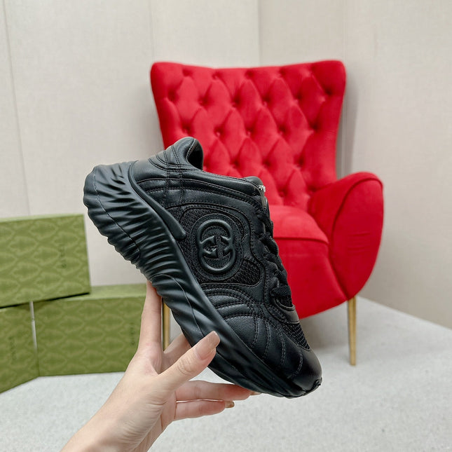 GG RIPPLE TRAINER BLACK LAMBSKIN