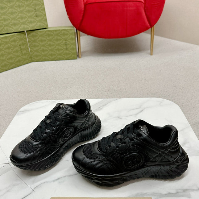 GG RIPPLE TRAINER BLACK LAMBSKIN
