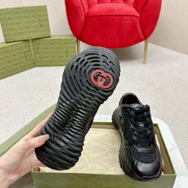 GG RIPPLE TRAINER BLACK LAMBSKIN