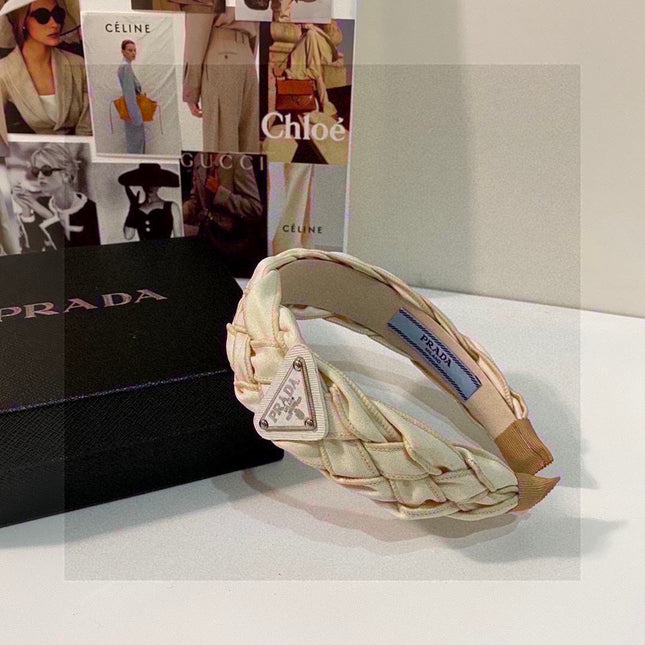 BEIGE FABRIC BRAIDED HAIRBAND 344763