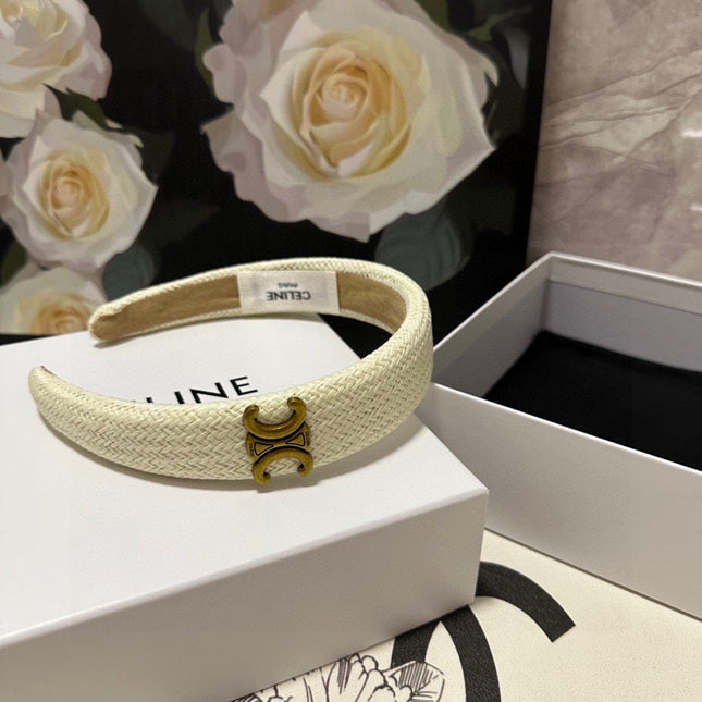 WHITE RAFFIA WOVEN HAIRBAND 369330