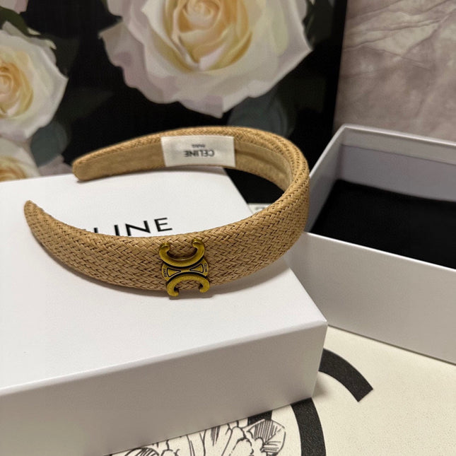 CAMEL BEIGE RAFFIA WOVEN HAIRBAND 400481