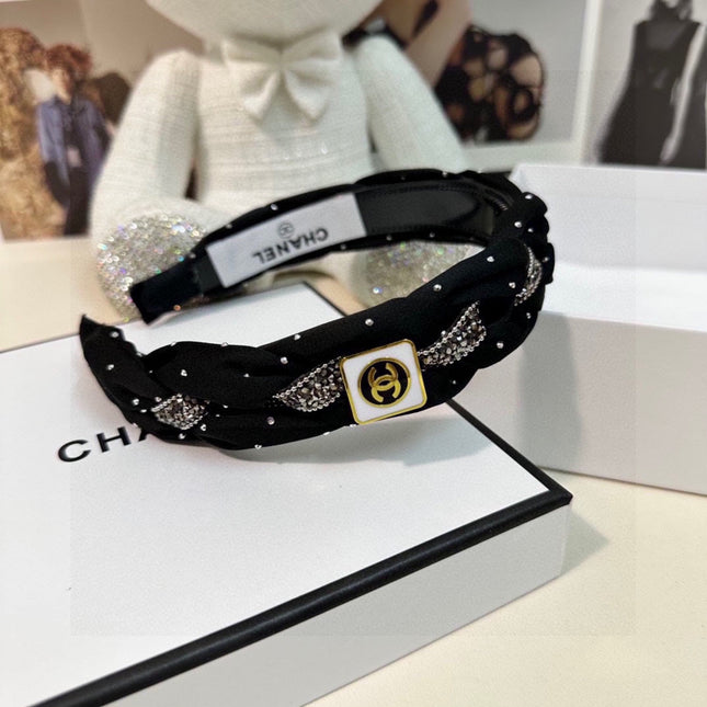 BLACK FABRIC HAIRBAND WITH CRYSTAL 412475