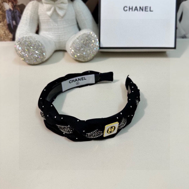 BLACK FABRIC HAIRBAND WITH CRYSTAL 412475