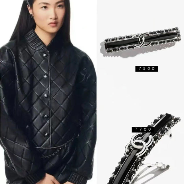 CHANEL 25P LEATHER-THREADED HAIR CLIP