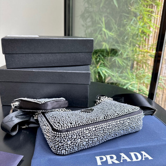 PRA 22 SATIN MINI-BAG WITH FULLY RHINSTONES