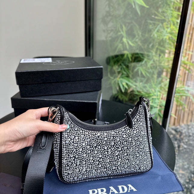 PRA 22 SATIN MINI-BAG WITH FULLY RHINSTONES