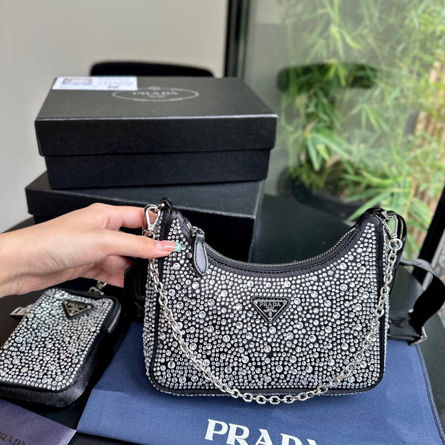 PRA 22 SATIN MINI-BAG WITH FULLY RHINSTONES