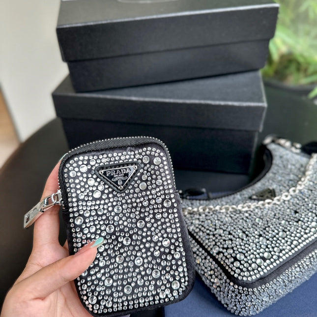 PRA 22 SATIN MINI-BAG WITH FULLY RHINSTONES