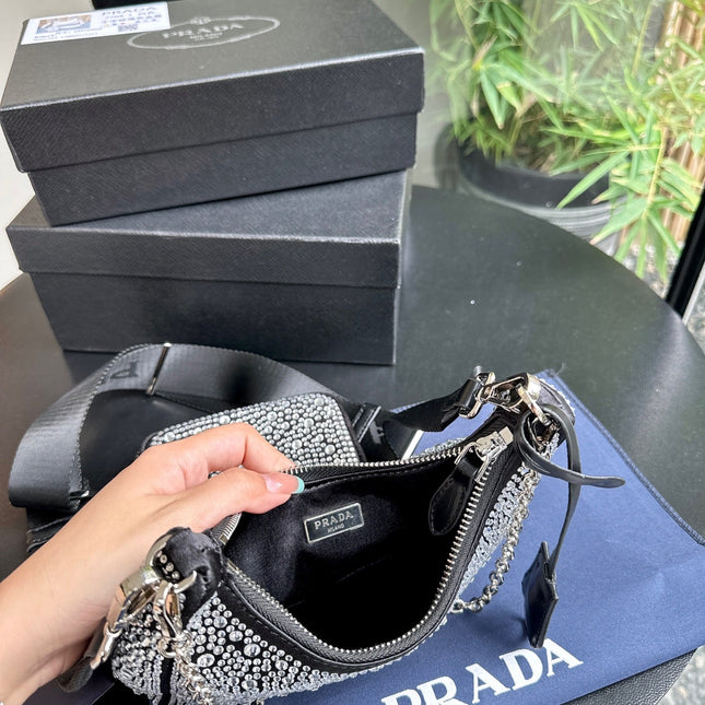 PRA 22 SATIN MINI-BAG WITH FULLY RHINSTONES