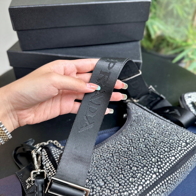 PRA 22 SATIN MINI-BAG WITH FULLY RHINSTONES