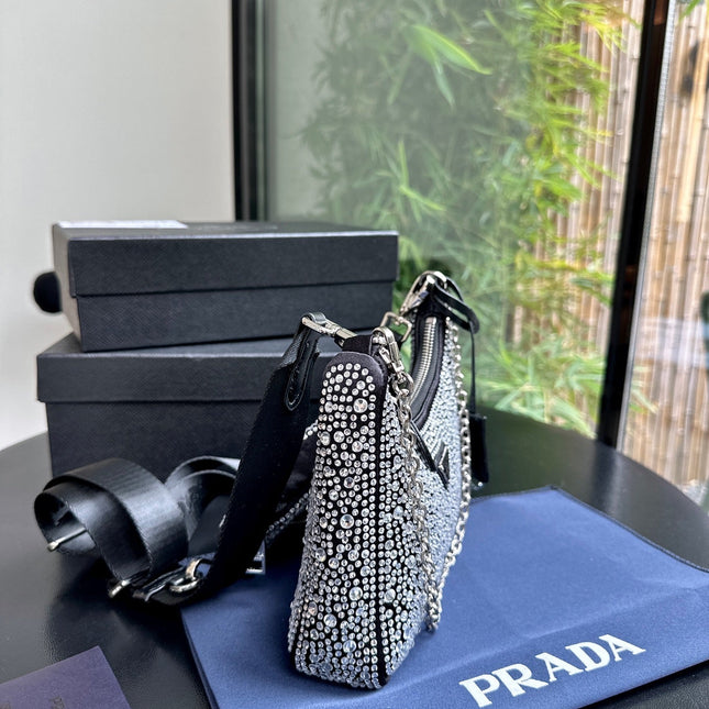 PRA 22 SATIN MINI-BAG WITH FULLY RHINSTONES