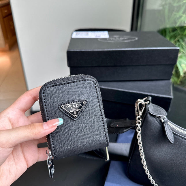 PRA 22 BAG IN BLACK SATIN WITH RHINSTONE SILVER HARDWARE