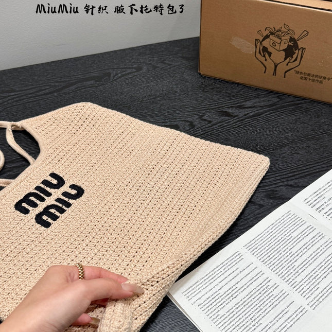 IVY HOBO BAG 36 IN BEIGE MESH BLACK EMBROIDERED LOGO