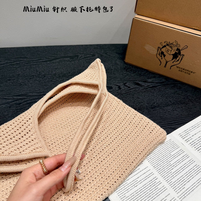 IVY HOBO BAG 36 IN BEIGE MESH BLACK EMBROIDERED LOGO