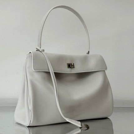 RODEO MEDIUM BAG 35 IN WHITE SMOOTH CALFSKIN SILVER HARDWARE