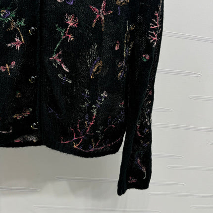 DIOR KNITTED V-NECK FLORAL EMBROIDERED CARDIGAN 276698