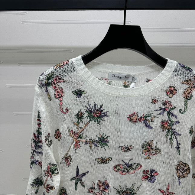 DIOR FLORAL EMBROIDERED KNITTED LONG-SLEEVE TOP 276696
