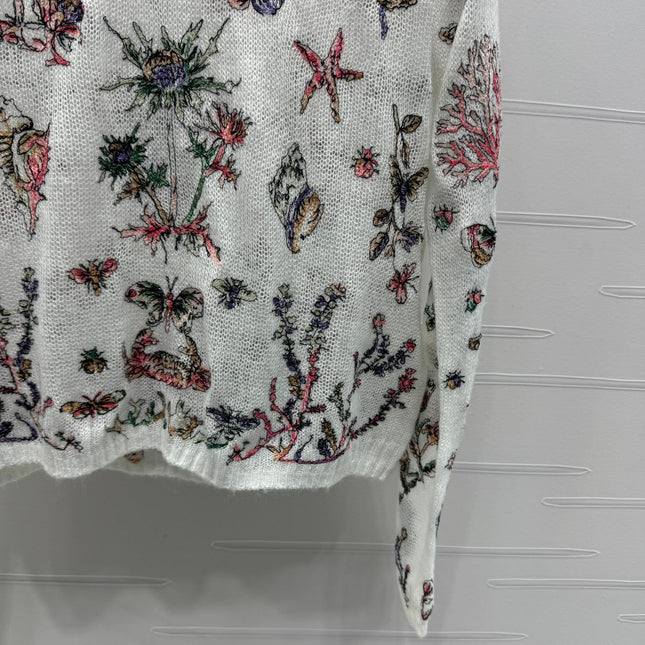DIOR FLORAL EMBROIDERED KNITTED LONG-SLEEVE TOP 276696