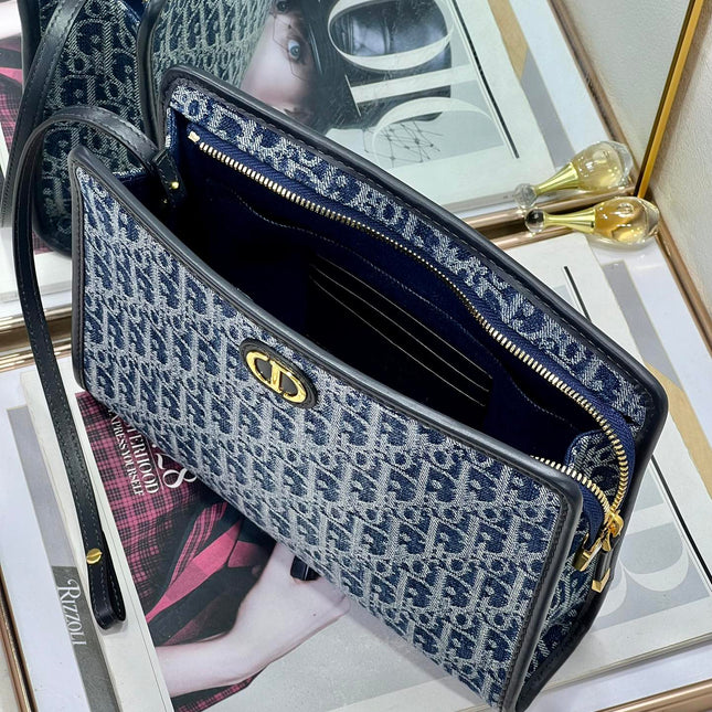 BOOK TOTE 26 IN BLUE MONOGRAM OBLIQUE JACQUARD