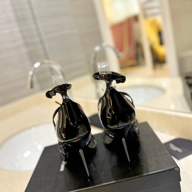 SL CASSANDRA HEELED SANDALS BLACK-GOLD CALFSKIN