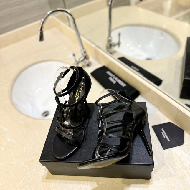 SL CASSANDRA HEELED SANDALS BLACK CALFSKIN