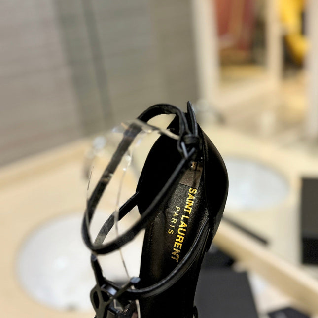SL CASSANDRA HEELED SANDALS BLACK CALFSKIN