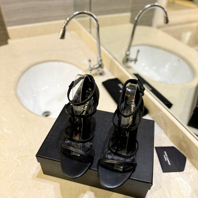 SL CASSANDRA HEELED SANDALS BLACK CALFSKIN