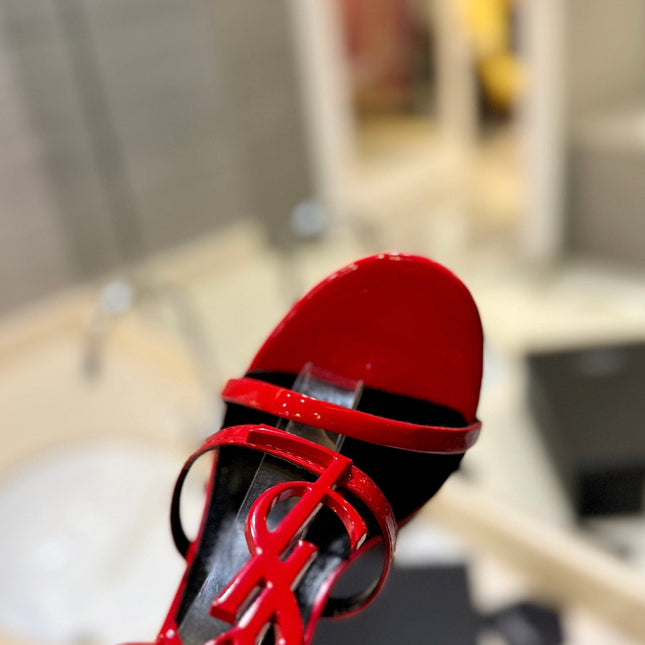 SL CASSANDRA HEELED SANDALS RED CALFSKIN