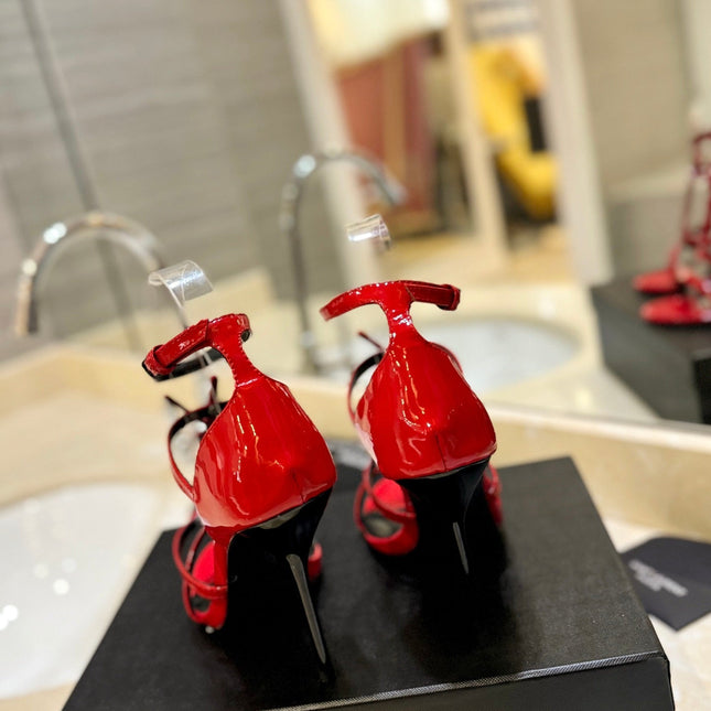 SL CASSANDRA HEELED SANDALS RED CALFSKIN