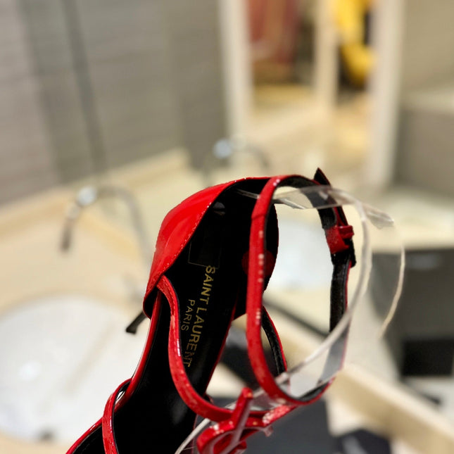 SL CASSANDRA HEELED SANDALS RED CALFSKIN