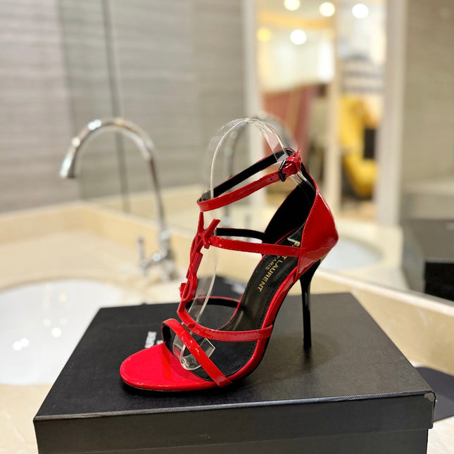 SL CASSANDRA HEELED SANDALS RED CALFSKIN