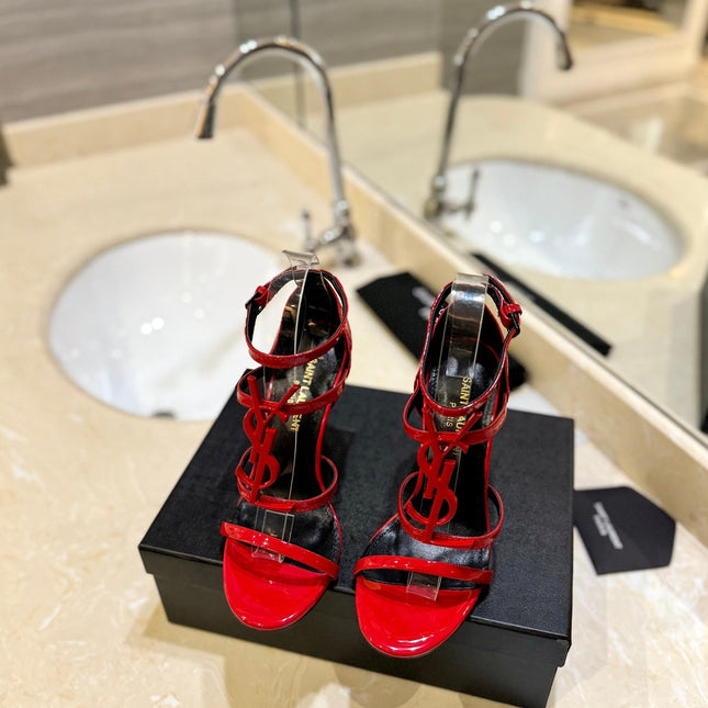 SL CASSANDRA HEELED SANDALS RED CALFSKIN