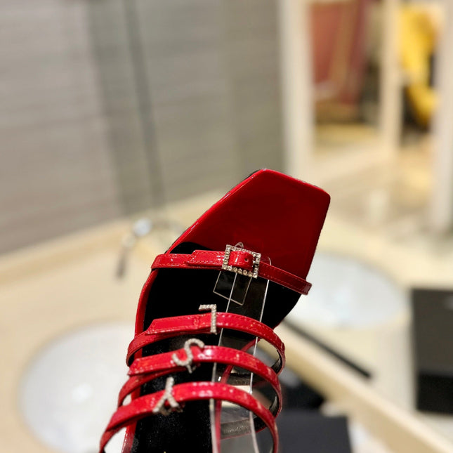 SL JERRY HEELED SANDALS RED POLISHED CALFSKIN