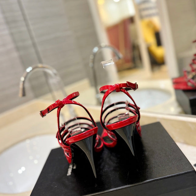 SL JERRY HEELED SANDALS RED POLISHED CALFSKIN