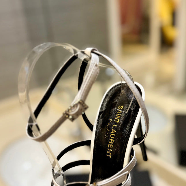 SL JERRY HEELED SANDALS WHITE SATIN