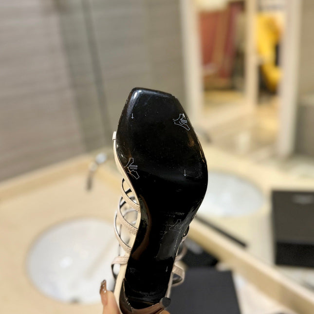 SL JERRY HEELED SANDALS WHITE SATIN