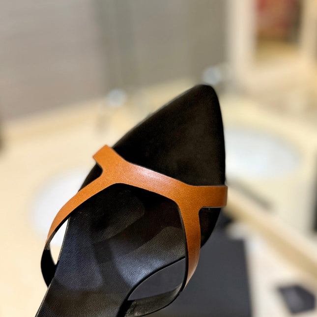 SL OPEN-TOES HIGH HEELS SLIPPER COPPER CALFSKIN