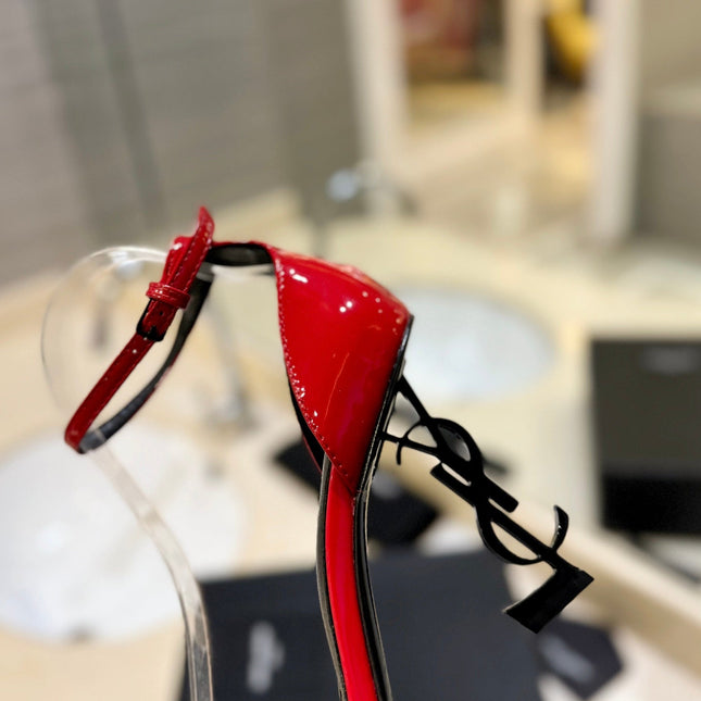 SL OPYUM SANDALS 105 RED POLISHED CALFSKIN
