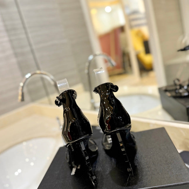 SL OPYUM SANDALS 105 BLACK CALFSKIN