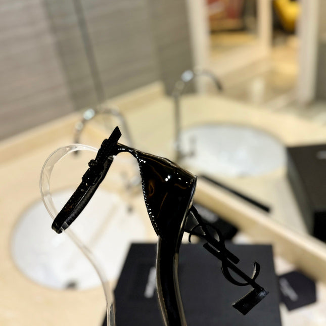 SL OPYUM SANDALS 105 BLACK CALFSKIN