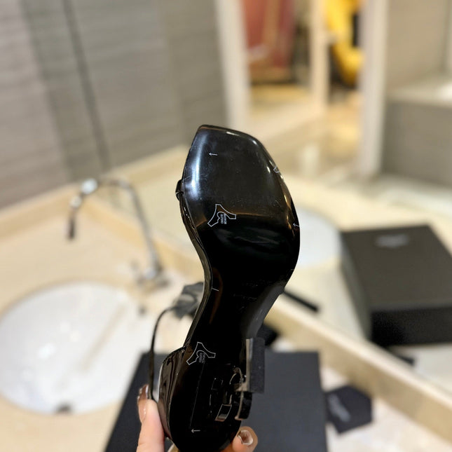 SL OPYUM SANDALS 105 BLACK CALFSKIN